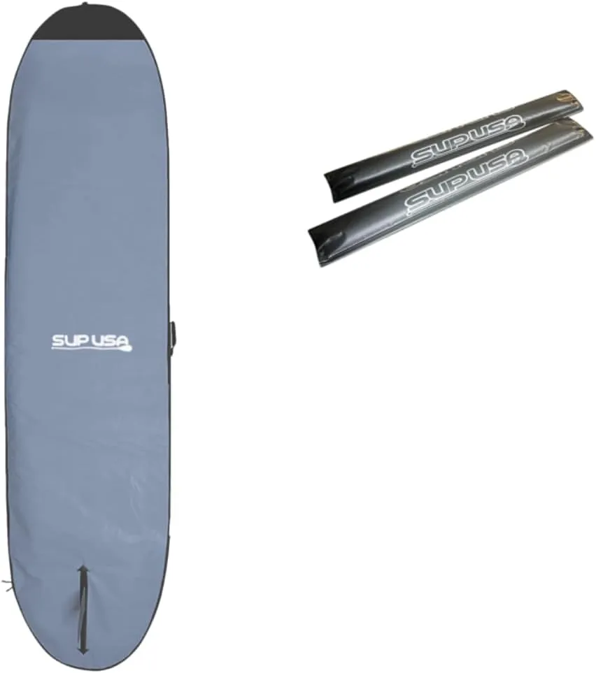 11' Premium Paddleboard Bag with Handle, Foam Padded, Stand Up Paddleboard Cover Case, Carrying case for outdoor (11' Gray and Flat Rack Pads)