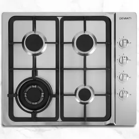 4-Burner Stainless Steel Gas Cooktop 60cm Stove | Devanti