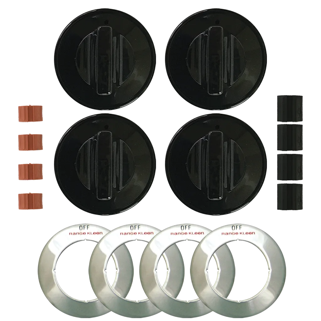 8214 Universal 4 Pack Black Replacement Knob Kit Gas Stove