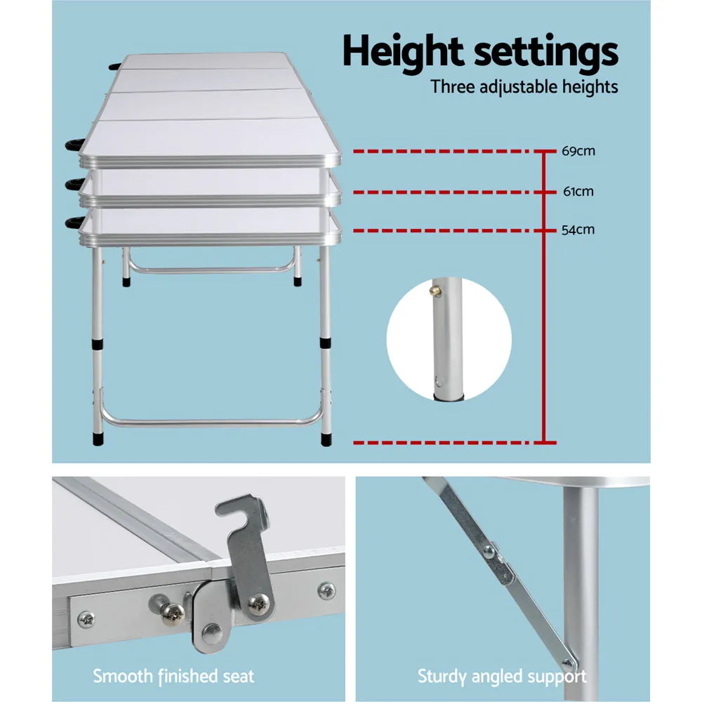 Adjustable Height 240CM Folding Camping Table Aluminum Weisshorn
