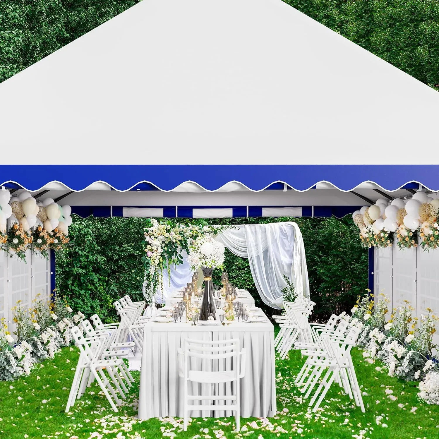 American Phoenix 16'x26' Party Tent- Blue   white