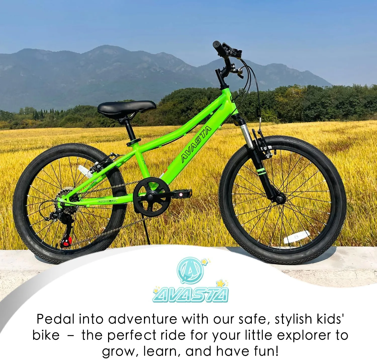 AVASTA Govet 20'' Kids Mountain Bike for 6-12 Years Old Boys Girls with Suspension Fork, 6 Speeds Drivetrain, Multiple Colors
