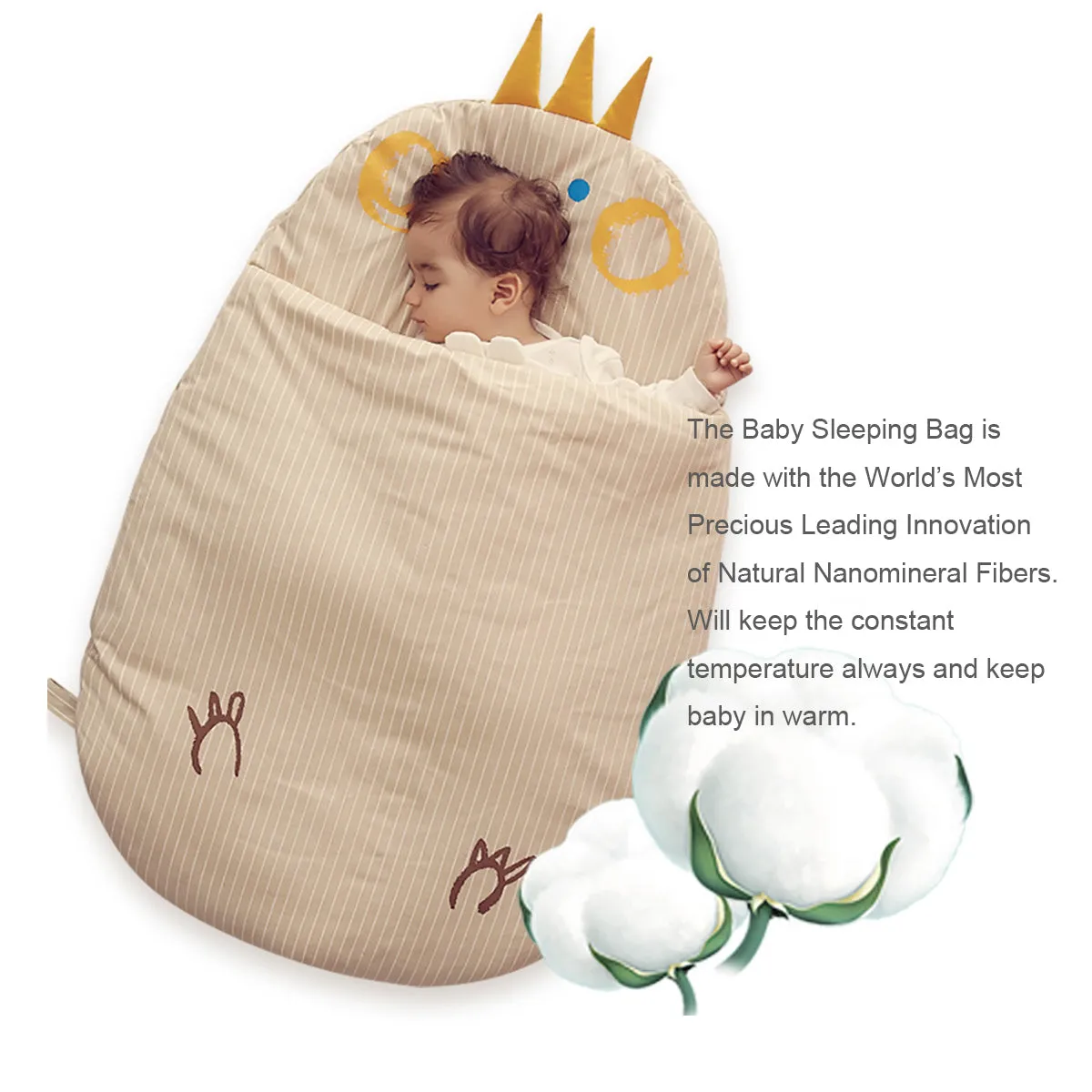 Bebamour Anti Kick Baby Sleeping Bag Safe Nights Cotton Baby Sleep Bag 2.5 Tog 0-18 Months Cute Infant Boy Girls Sleeping Sack Baby Wrap Blanket