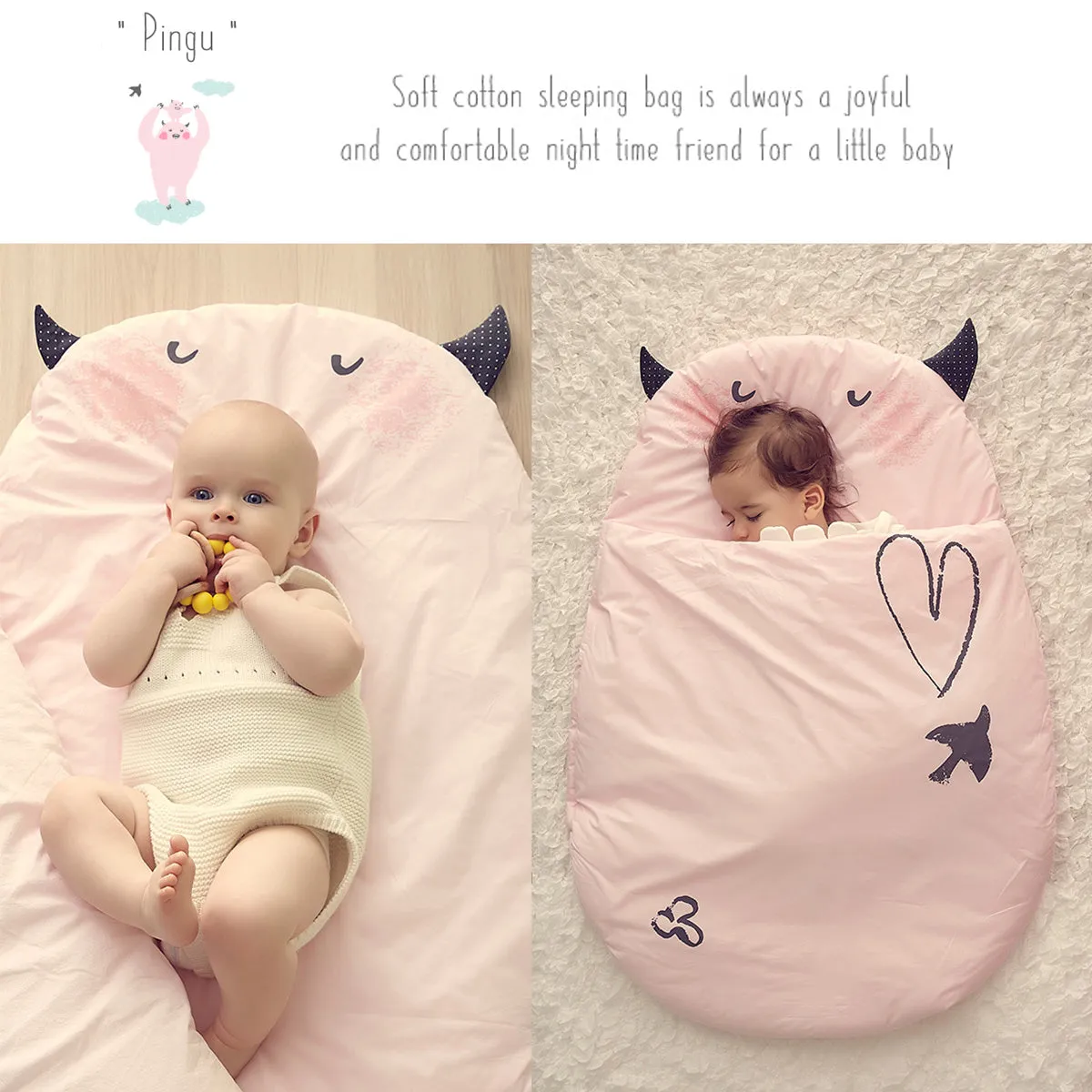 Bebamour Anti Kick Baby Sleeping Bag Safe Nights Cotton Baby Sleep Bag 2.5 Tog 0-18 Months Cute Infant Boy Girls Sleeping Sack Baby Wrap Blanket
