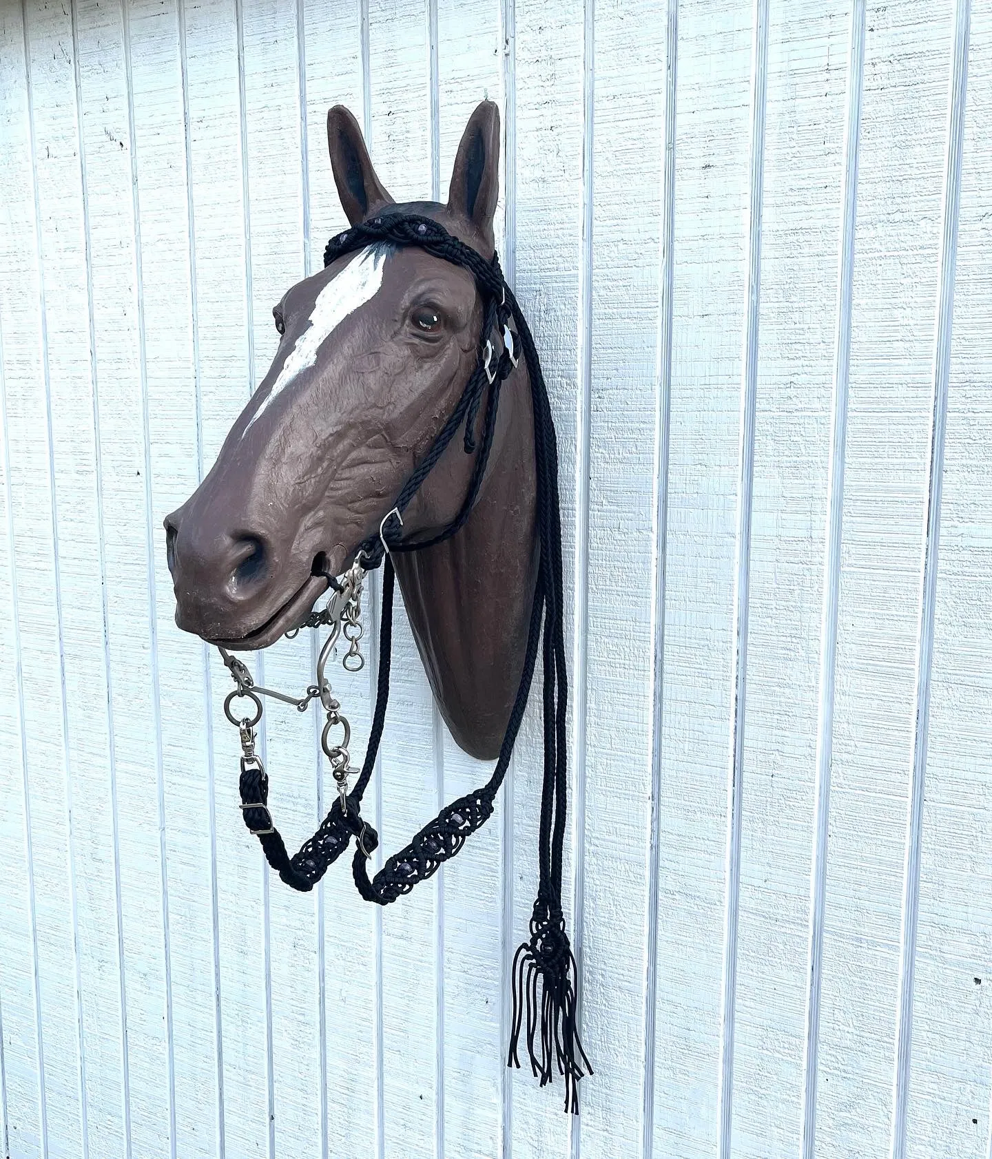 Black Beaded amethyst Browband Headstall with a fancy braided browband with matching reins....all sizes.