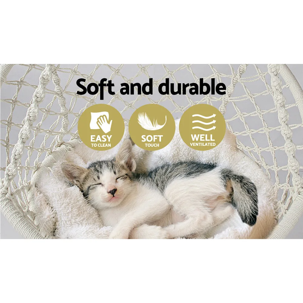 Cream Cotton Macrame Hammock Chair Indoor Outdoor - Gardeon