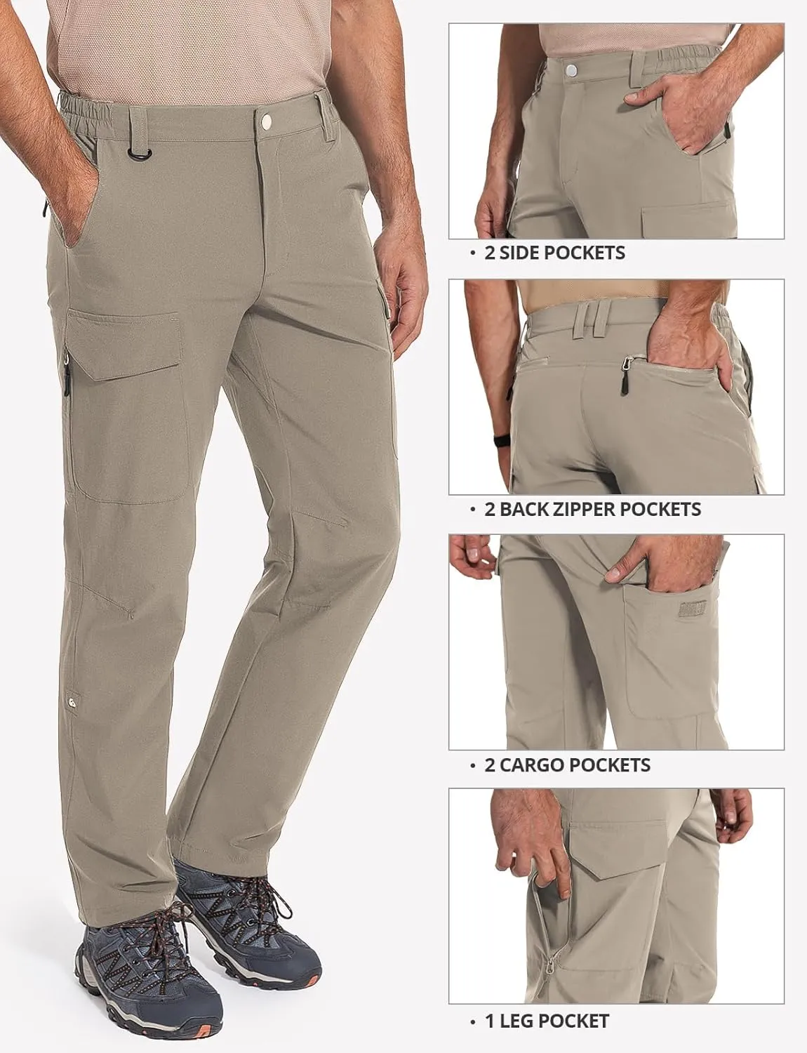 Cycorld Men's-Hiking-Pants-Lightweight-Water-Resistant-Quick-Dry Stretch for Travel Camping Fishing Outdoor