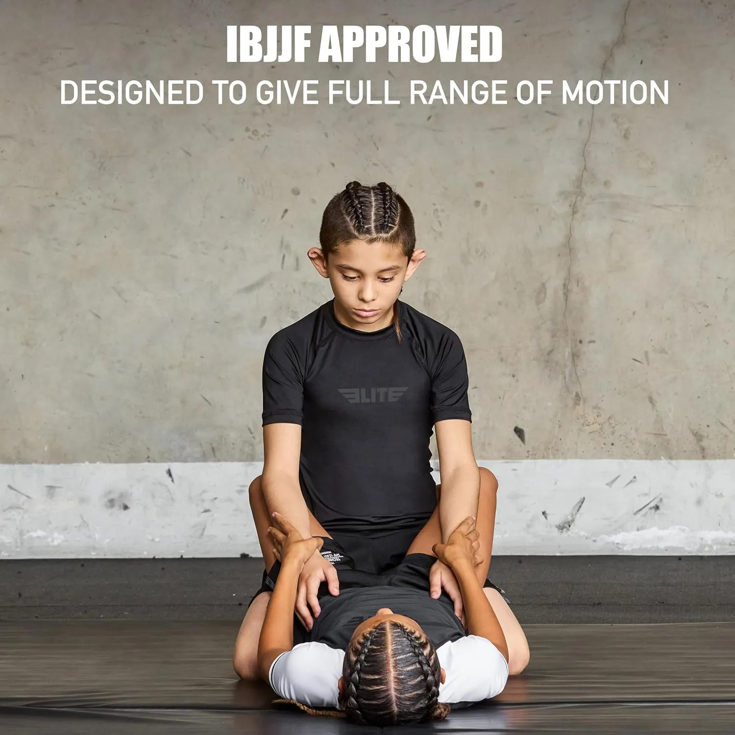 Elite Sports Kids' Jiu Jitsu BJJ Rash Guard, Short Half Sleeve Compression Shirt for Youth Boys Girls Sports Nogi Training