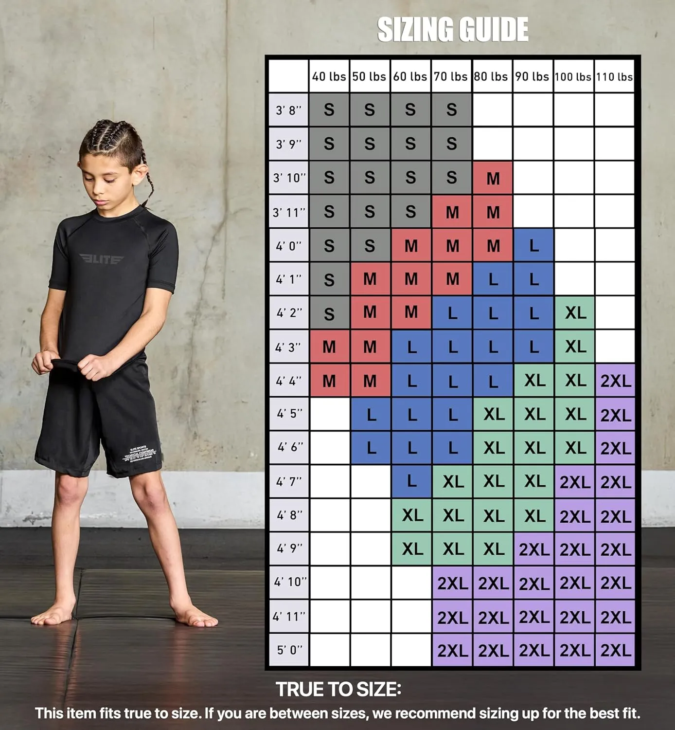 Elite Sports Kids' Jiu Jitsu BJJ Rash Guard, Short Half Sleeve Compression Shirt for Youth Boys Girls Sports Nogi Training