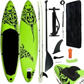 Enhance Your Water Adventures with Inflatable Stand Up Paddleboard Set, 120.1" x 29.9" x 5.9", Puncture-Proof, Green