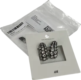 H&M Metallic Rhinestone-embellished Dome Earrings One Size
