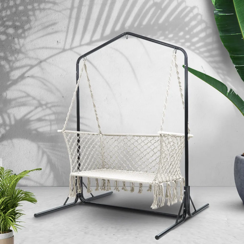Handmade 2-Seater Hammock Chair with Stand, Indoor/Outdoor, Gardeon