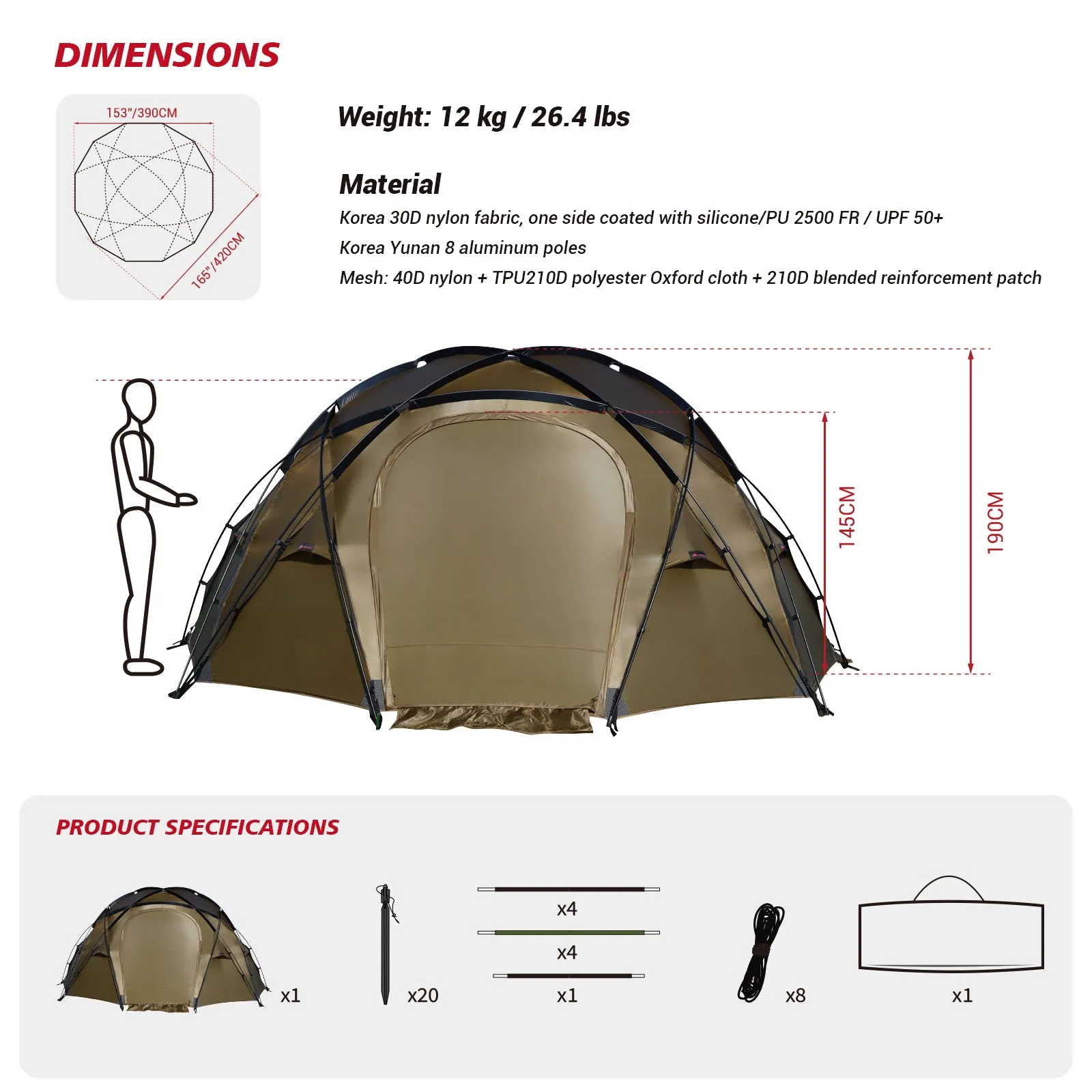 Hill Zero Tower M Geodesic 6 Person Large Dome Hot Tent With Stove Jack Winter Season Freestanding Tent