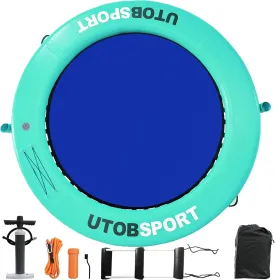 Inflatable Water Hammock Floating Dock 8x8 FT Water Floating Island Raft for Lake Boat Pool Ocean | Adults Kids Dogs, with W/Cupholder & Pump