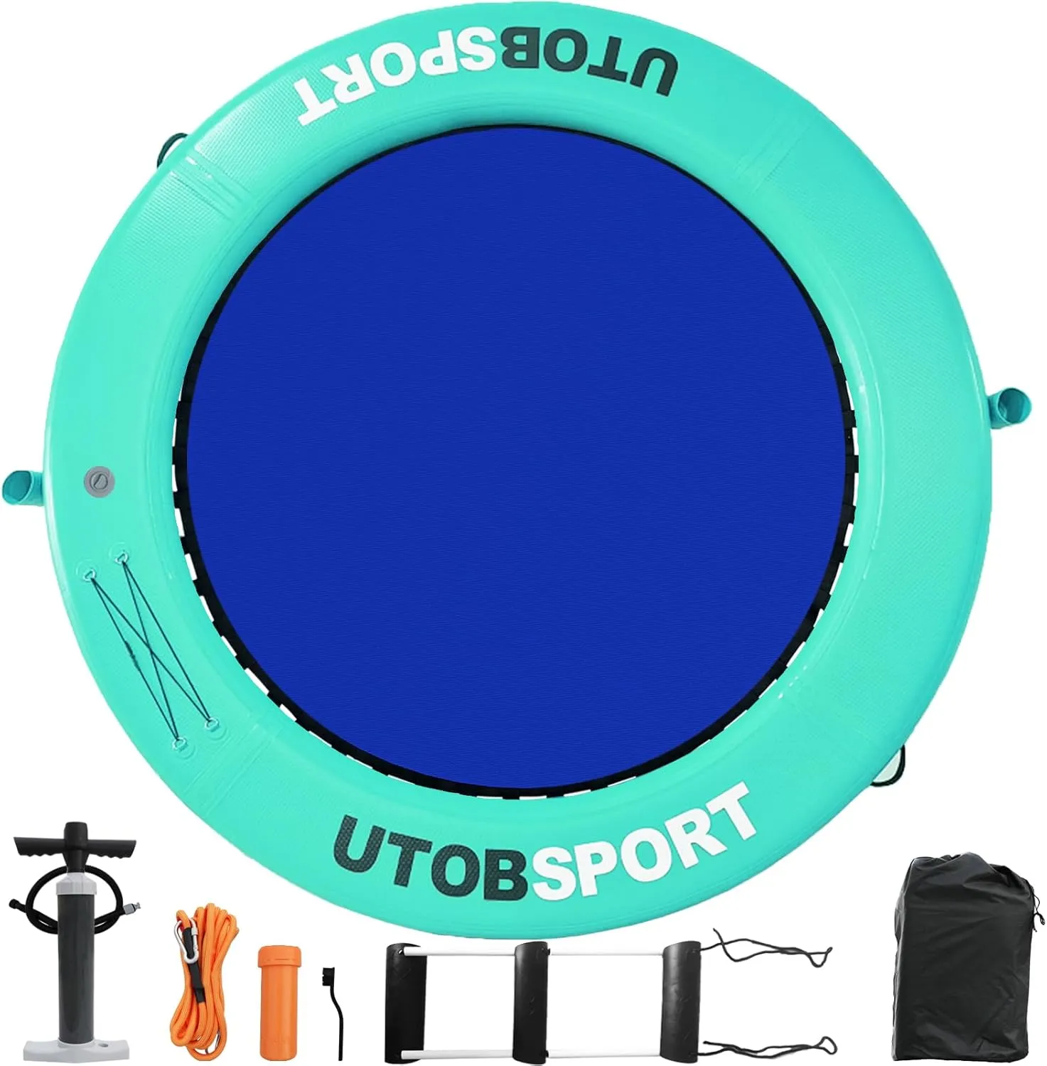 Inflatable Water Hammock Floating Dock 8x8 FT Water Floating Island Raft for Lake Boat Pool Ocean | Adults Kids Dogs, with W/Cupholder & Pump