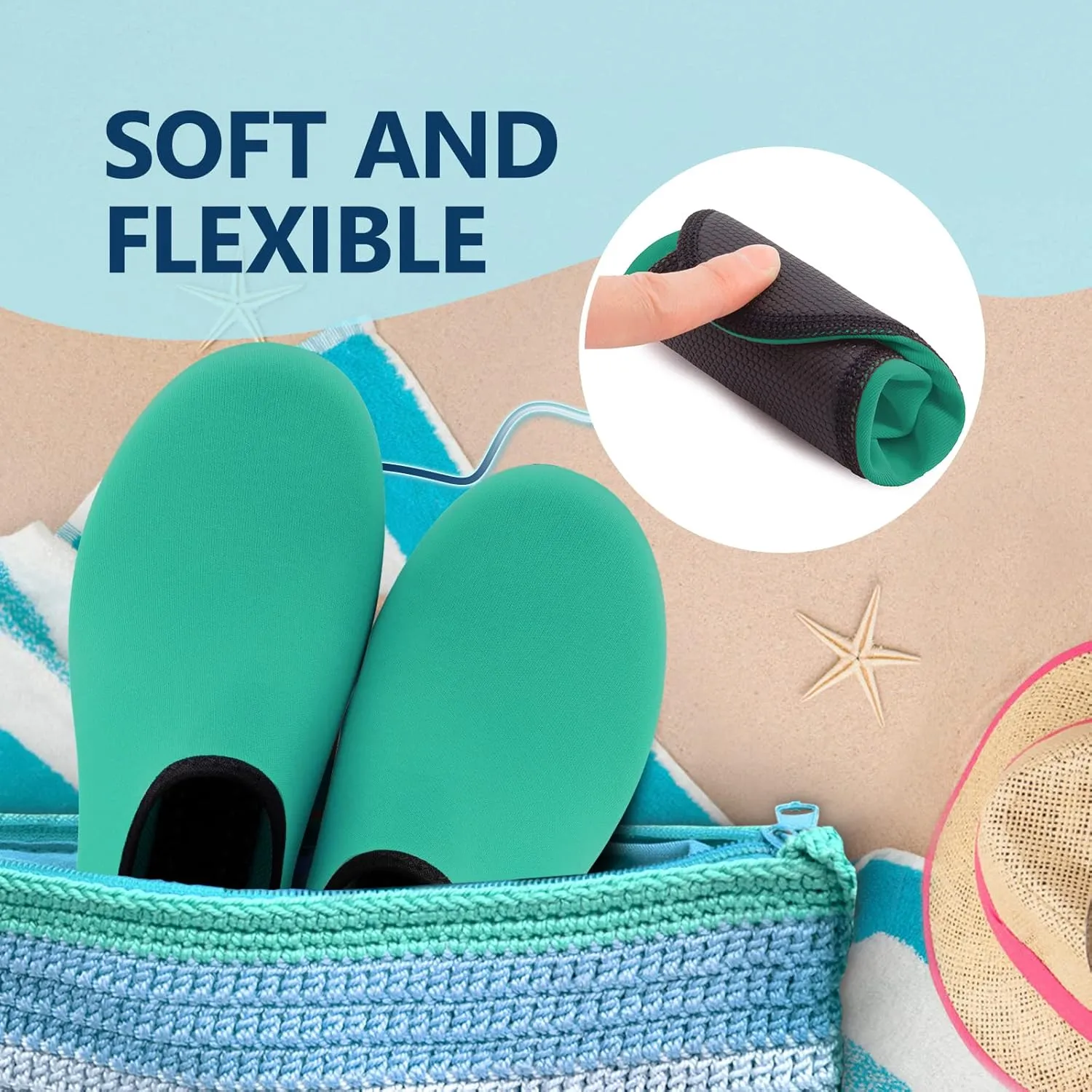 JACKSHIBO Water Shoes for Women Men Swim Shoes Water Socks for Cruise Essentials Swimming Aqua Beach Pool Yoga Surf