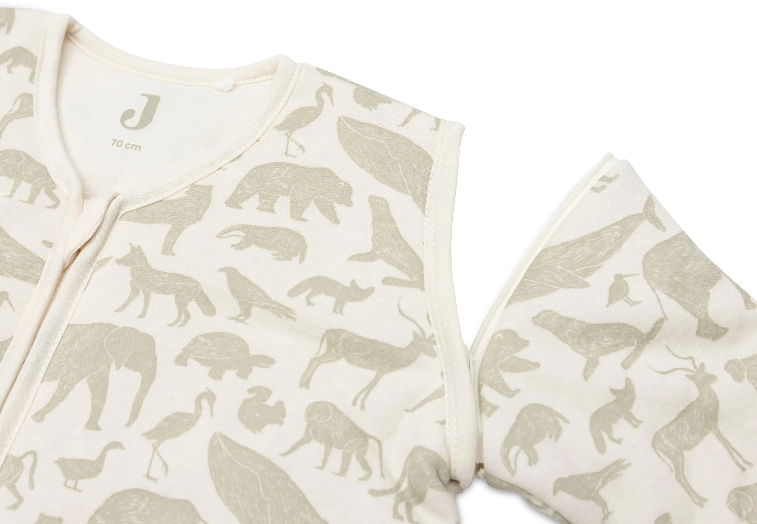 Jollein Sleeping bag with detachable sleeve 70cm | Animals Olive Green