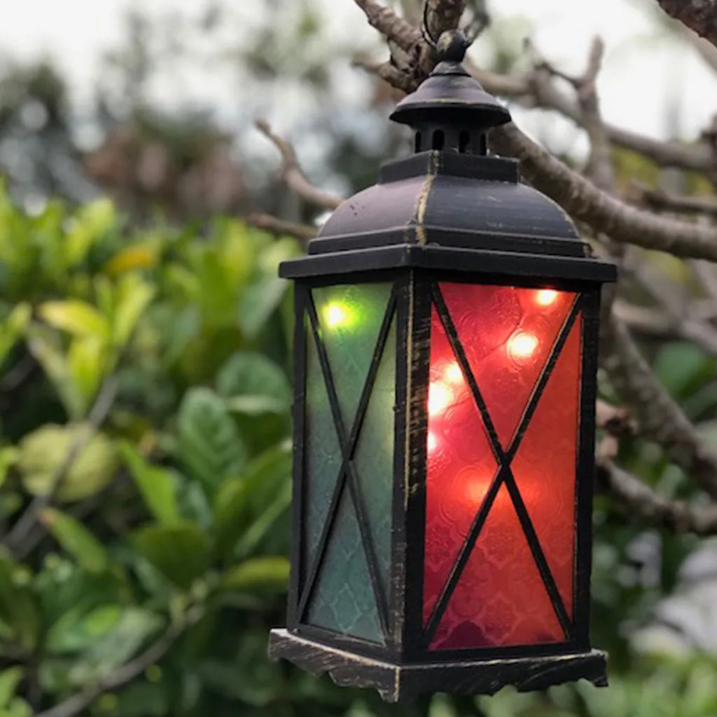 Large Lantern with LED fairy lighting (13 x 35cm)