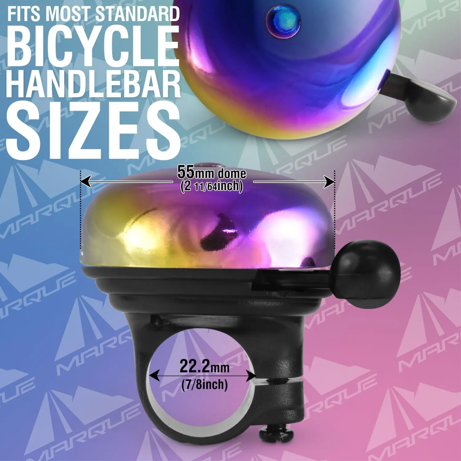 MARQUE Bike Bell for Adults & Kids  Nice, Loud, Crisp Ding Sound Bicycle Bell  Must Have Bicycle Accessories for Mountain MTB, Beach Cruisers, Commuter, Kids Bike  Easy to Install on Handlebar
