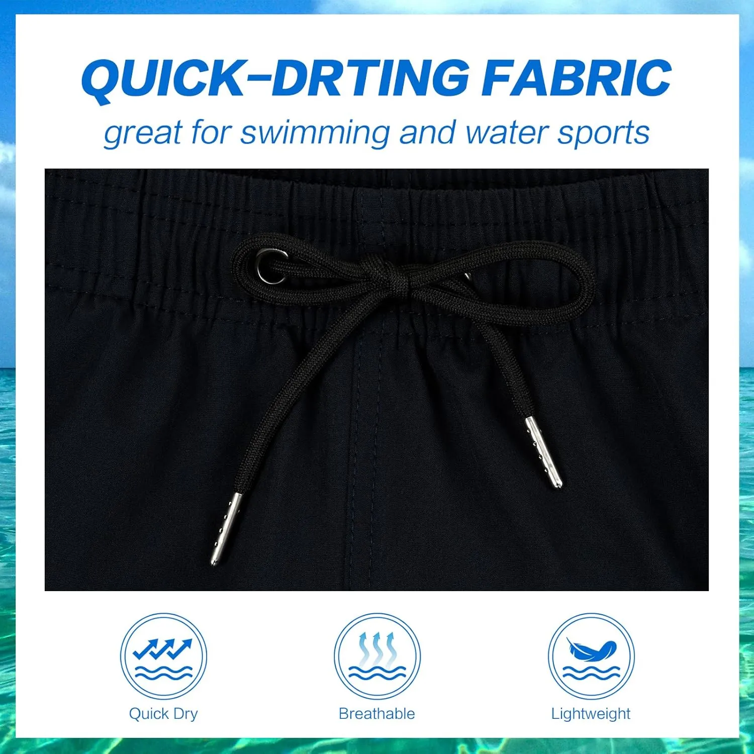 Mywu Mens Swim Trunks with Compression Liner 5 Inch Board Shorts Quick Dry Swimwear 2 in 1 Beach Shorts Bathing Suit