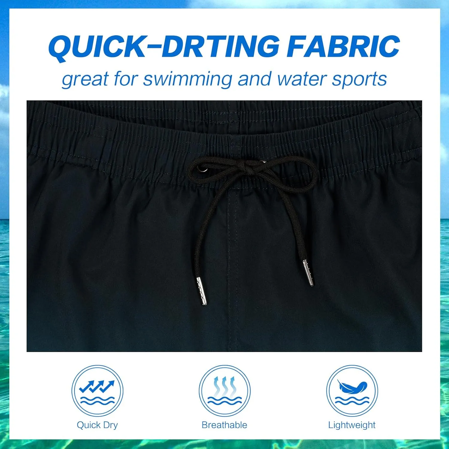 Mywu Mens Swim Trunks with Compression Liner 5 Inch Board Shorts Quick Dry Swimwear 2 in 1 Beach Shorts Bathing Suit