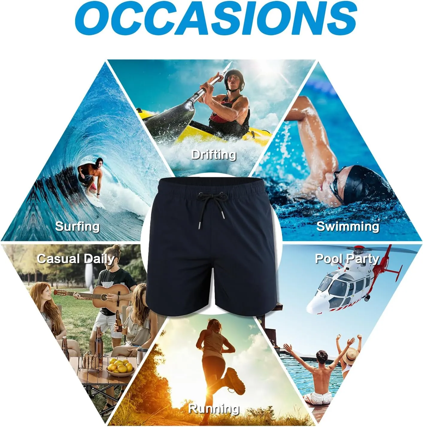 Mywu Mens Swim Trunks with Compression Liner 5 Inch Board Shorts Quick Dry Swimwear 2 in 1 Beach Shorts Bathing Suit