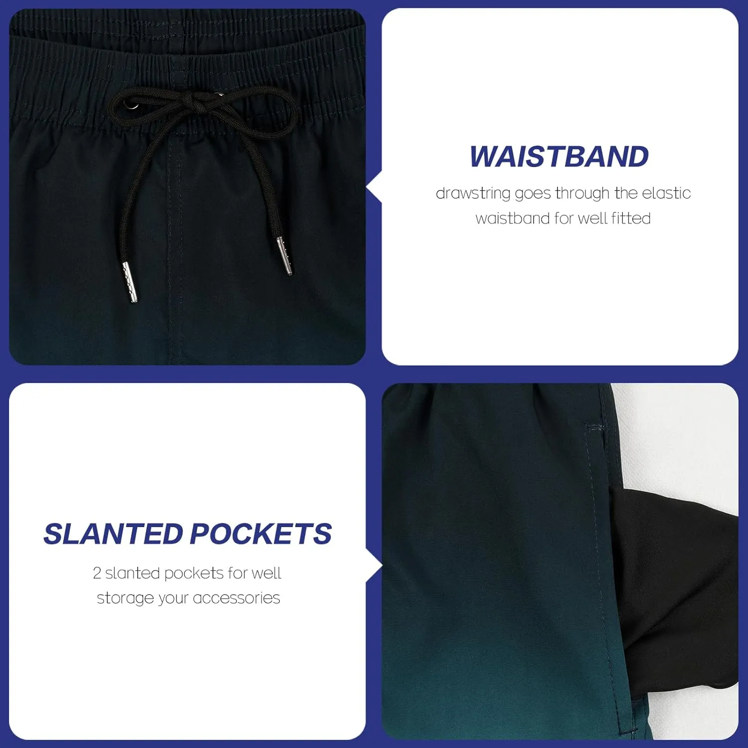 Mywu Mens Swim Trunks with Compression Liner 5 Inch Board Shorts Quick Dry Swimwear 2 in 1 Beach Shorts Bathing Suit
