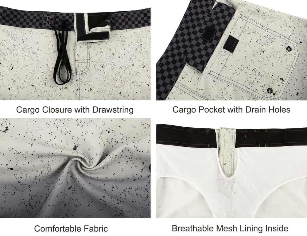 Nonwe Men's Swim Trunks Quick Dry Water Sports Beach Board Shorts with Liner