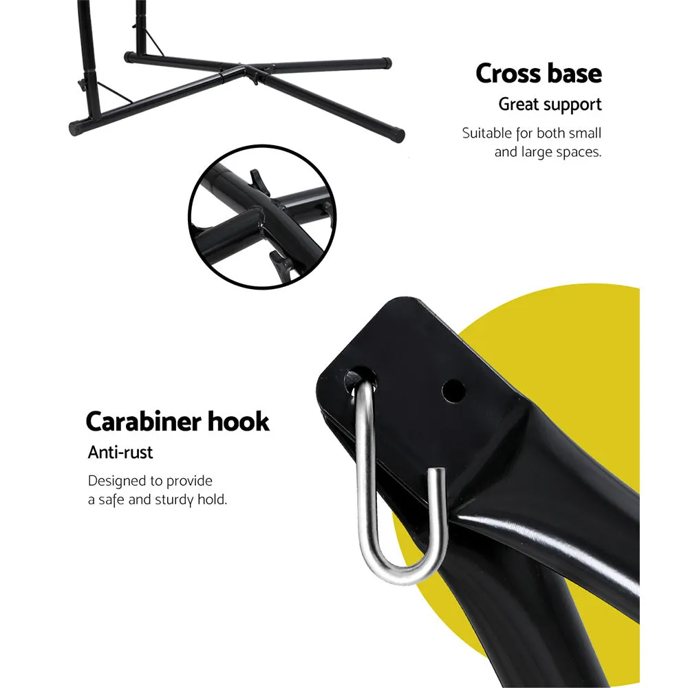 Outdoor Hammock Chair with Steel Stand Hanging Hammock with Pillow Cream