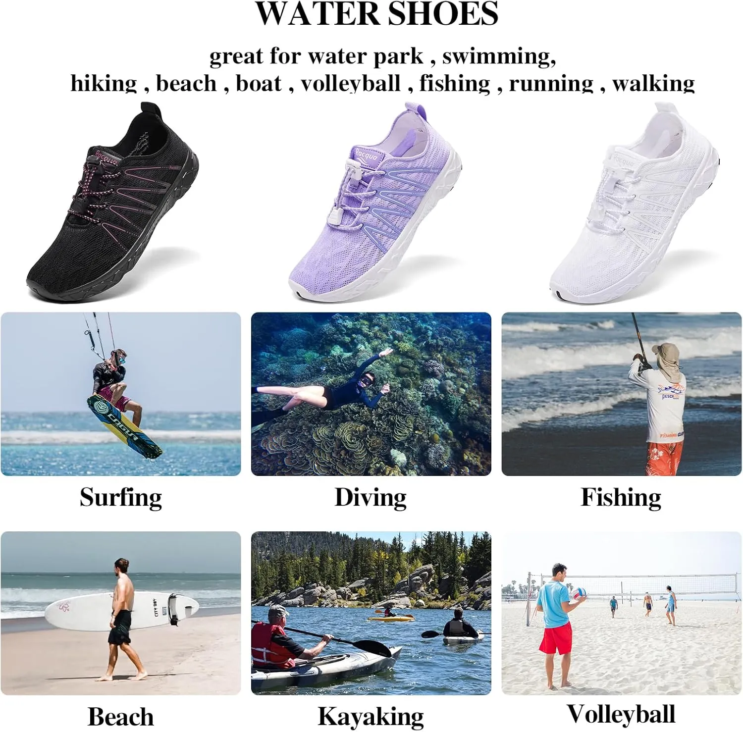 Racqua Water Shoes Swim Shoes Aqua Shoes for Women Men