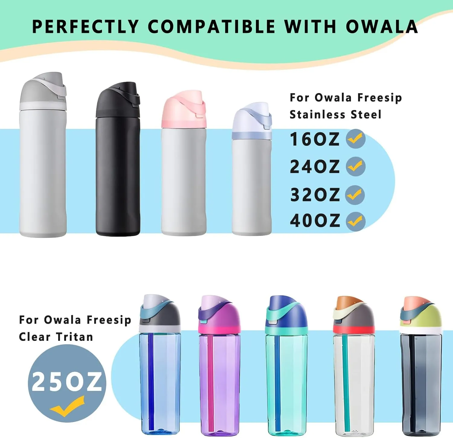 Replacement Lid for Owala Freesip Water Bottle, Compatible with Owala Lid and Cap, Premium Accessories for 16oz 24oz 32oz 40oz Bottles,Leak-Proof,BPA-Free