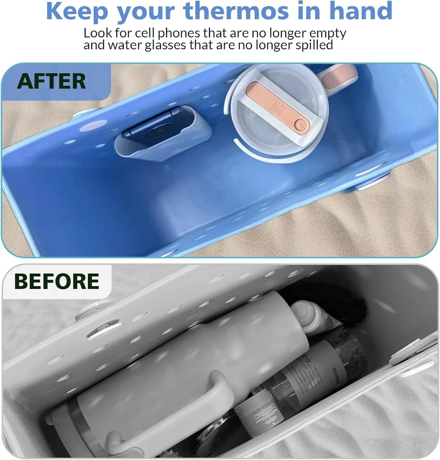 Sports Cup Holder - for Stanley 30oz and 40oz Cups and is Compatible with Bogg Bags and Comes with a Silicone Phone Organizer to Help You Store Your Phone.