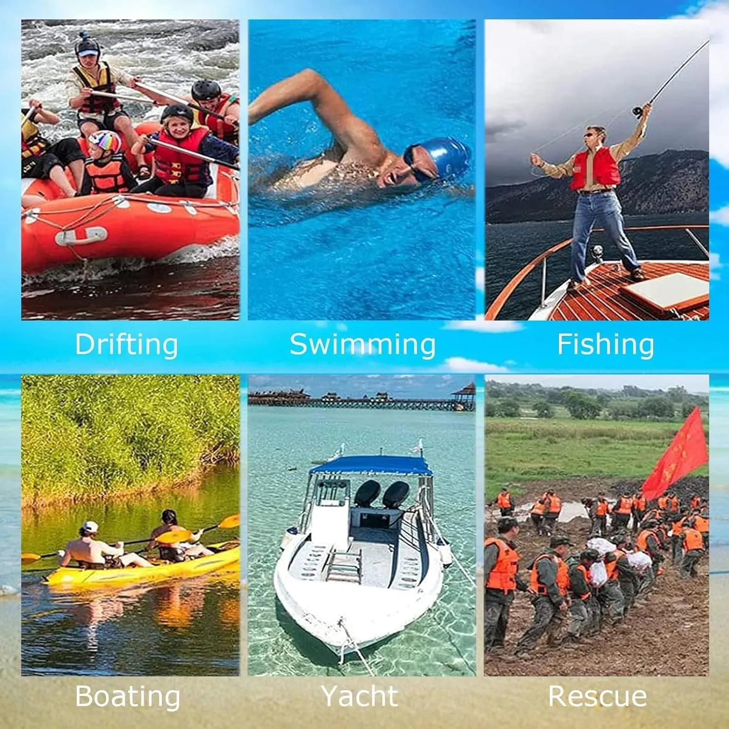 Swim Jacket - 150N Heavy Duty Life Jacket with Reflective, Safety Rafting High Buoyancy Vest for Rescue, Flood Prevention, Rapids