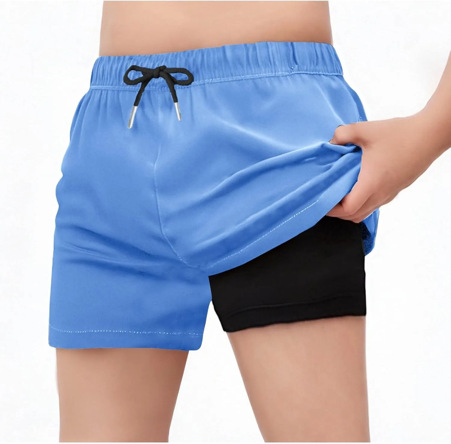 Swim Shorts for Girls Quick Dry High Waisted Trunks with Compression Liner Drawstring Beach Board Shorts Swim Bottoms