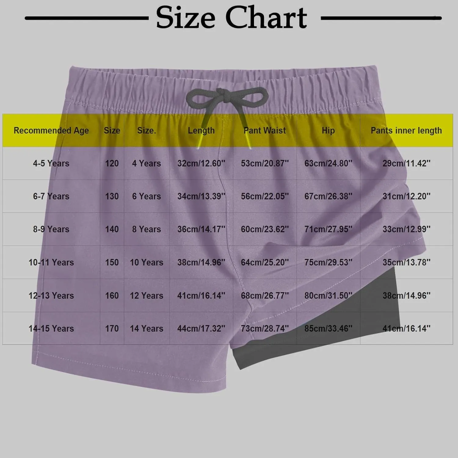 Swim Shorts for Girls Quick Dry High Waisted Trunks with Compression Liner Drawstring Beach Board Shorts Swim Bottoms