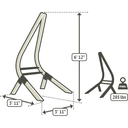 Vela Hammock Stand , Spruce Wood, for La Siesta Basic Hammock Chairs - Caramel