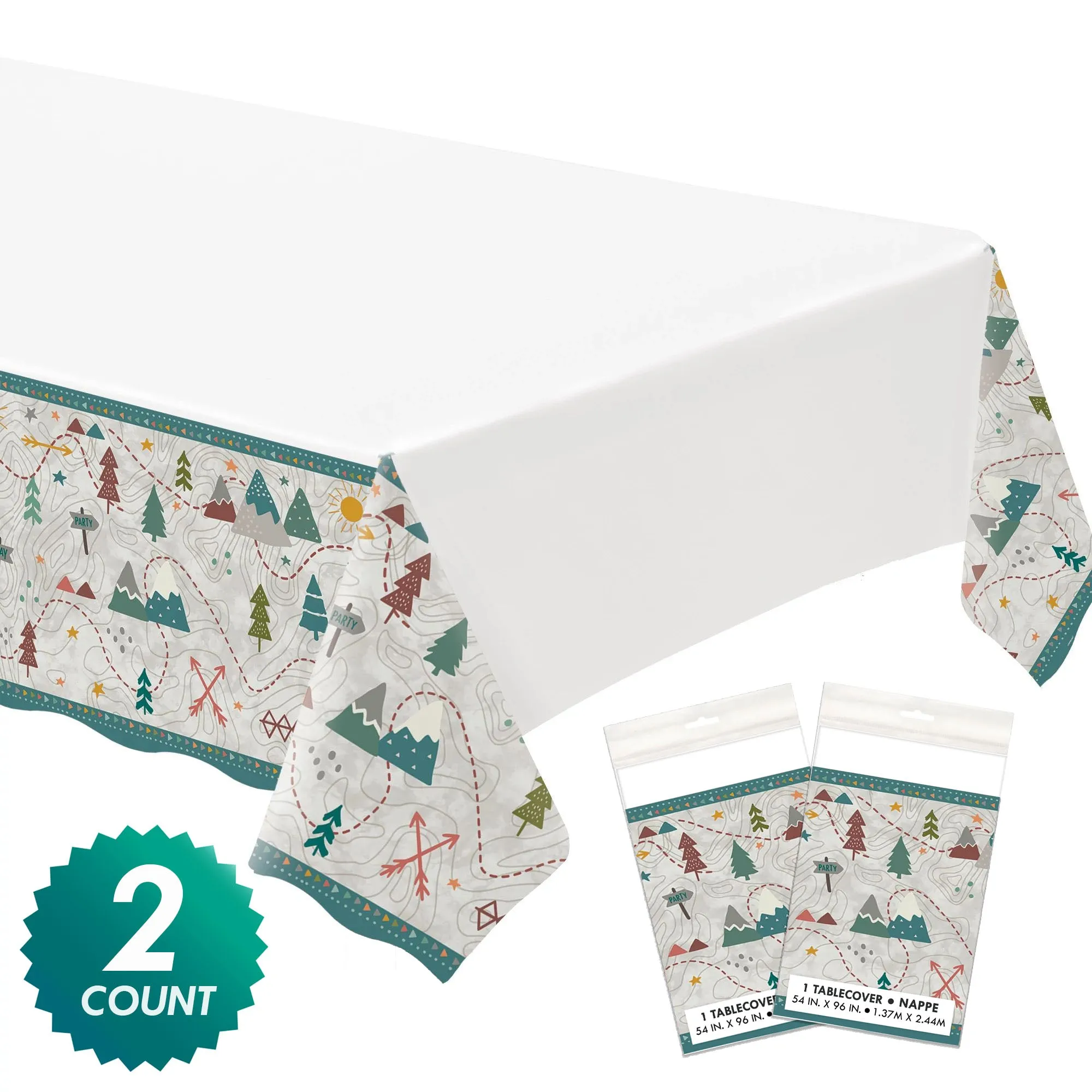Wilderness Adventure Plastic Table Cover Birthday Party Decorations, 2 Pack