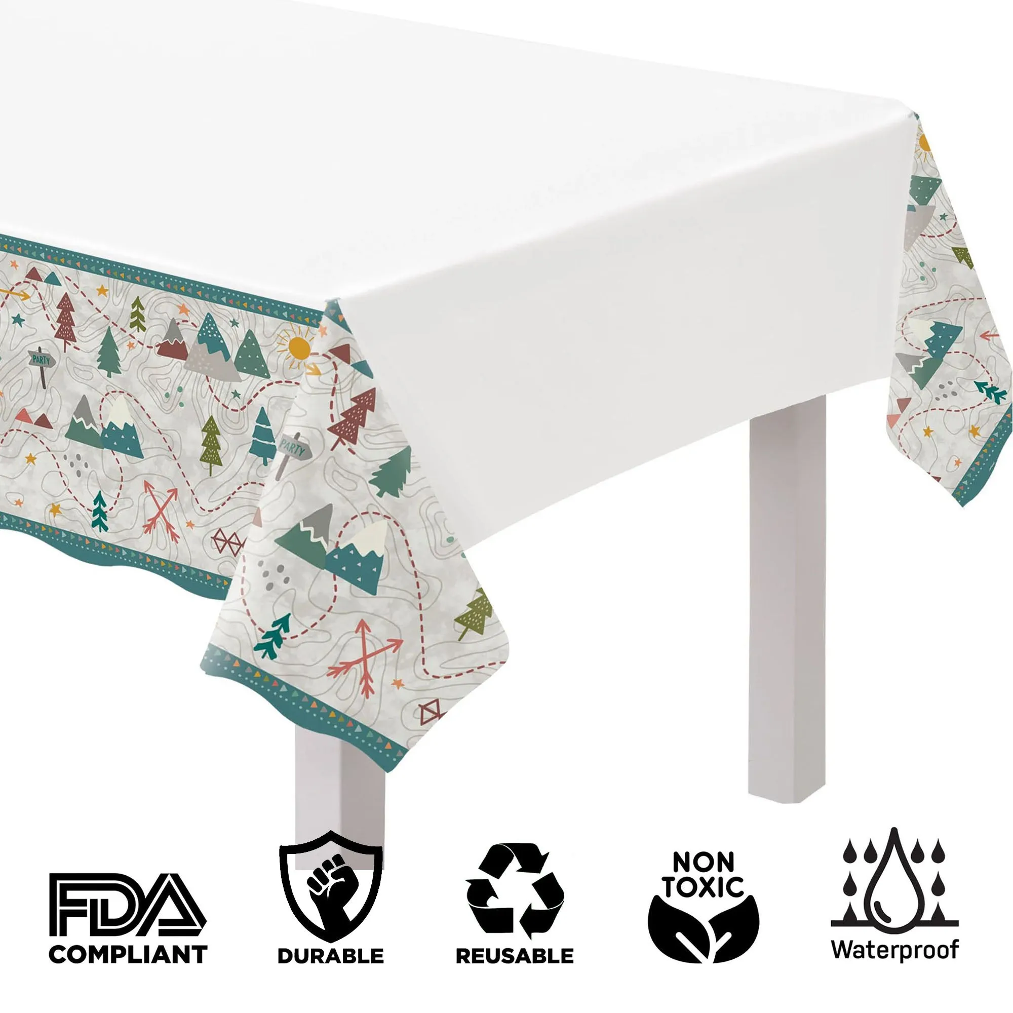 Wilderness Adventure Plastic Table Cover Birthday Party Decorations, 2 Pack