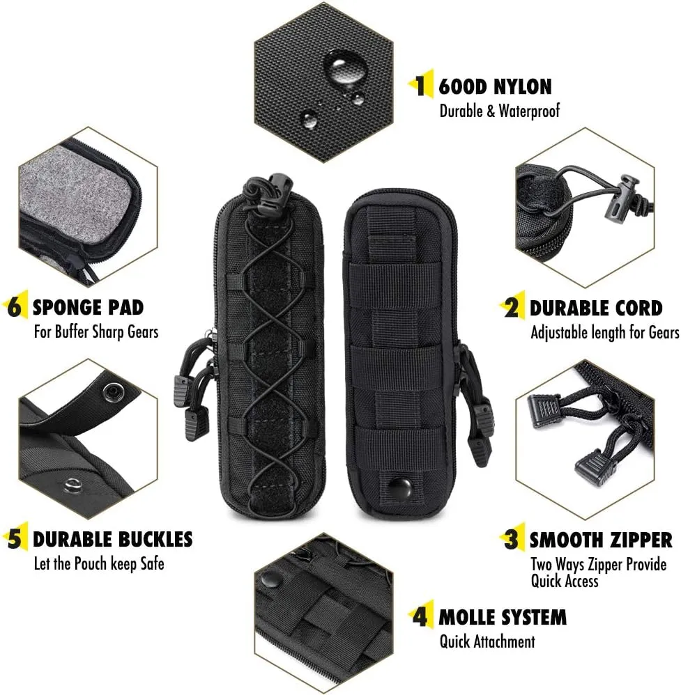 WYNEX Tactical Small Molle Pouch Nylon Knife Sheath Flashlight Holder Multi Tool Pouch Mini Ifak for Belt Epipens Carrying Case Molle Attachment Gear