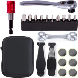 YBEKI Bike Repair Tool Kit Set - Bicycle Multi-Tool Kit with Ratchet Reversible Tool & 10 Tool bits, Bone Wrench, Bike Portable Tool Bag. 6 Month Warranty (Ratchet Tool   tire Tool)