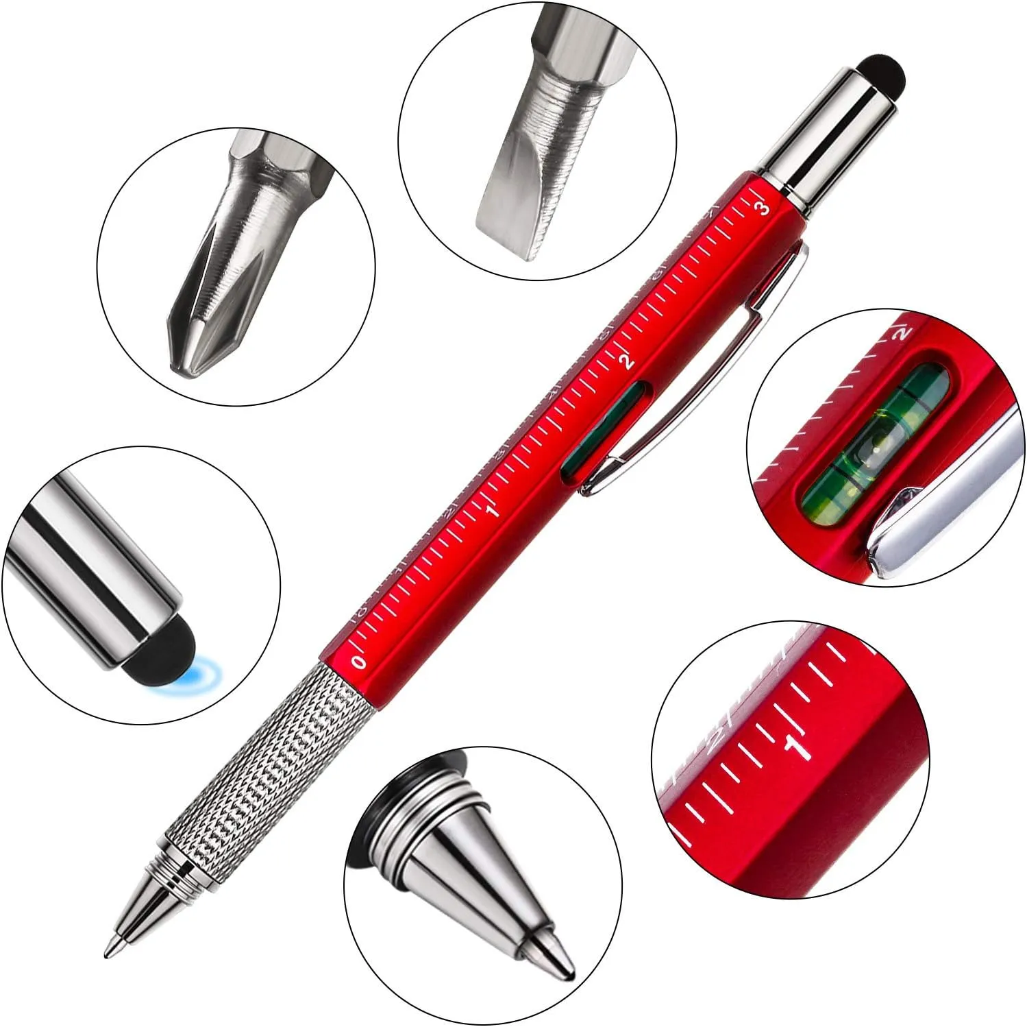 Zhanmai 16 Pieces 8 Pcs Gifts for Men Fathers Day Dad Gifts from Daughter Son Wife 6 in 1 Multitool Pen Set with Refills Screwdriver Ruler Levelgauge Birthday Graduation (Multi-color)