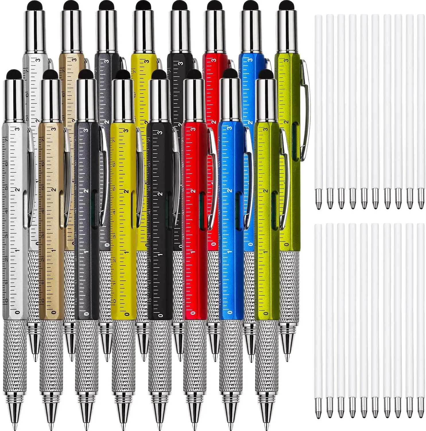 Zhanmai 16 Pieces 8 Pcs Gifts for Men Fathers Day Dad Gifts from Daughter Son Wife 6 in 1 Multitool Pen Set with Refills Screwdriver Ruler Levelgauge Birthday Graduation (Multi-color)