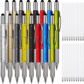 Zhanmai 16 Pieces 8 Pcs Gifts for Men Fathers Day Dad Gifts from Daughter Son Wife 6 in 1 Multitool Pen Set with Refills Screwdriver Ruler Levelgauge Birthday Graduation (Multi-color)
